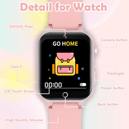 Luyiilo Smart Watch for Kids, with 26 Puzzle Games, Touch Screen, HD Camera, Alarm Clock, Toys for Ages 4-12 Years Old.Birthday Gift for Boys Girls (Blue)