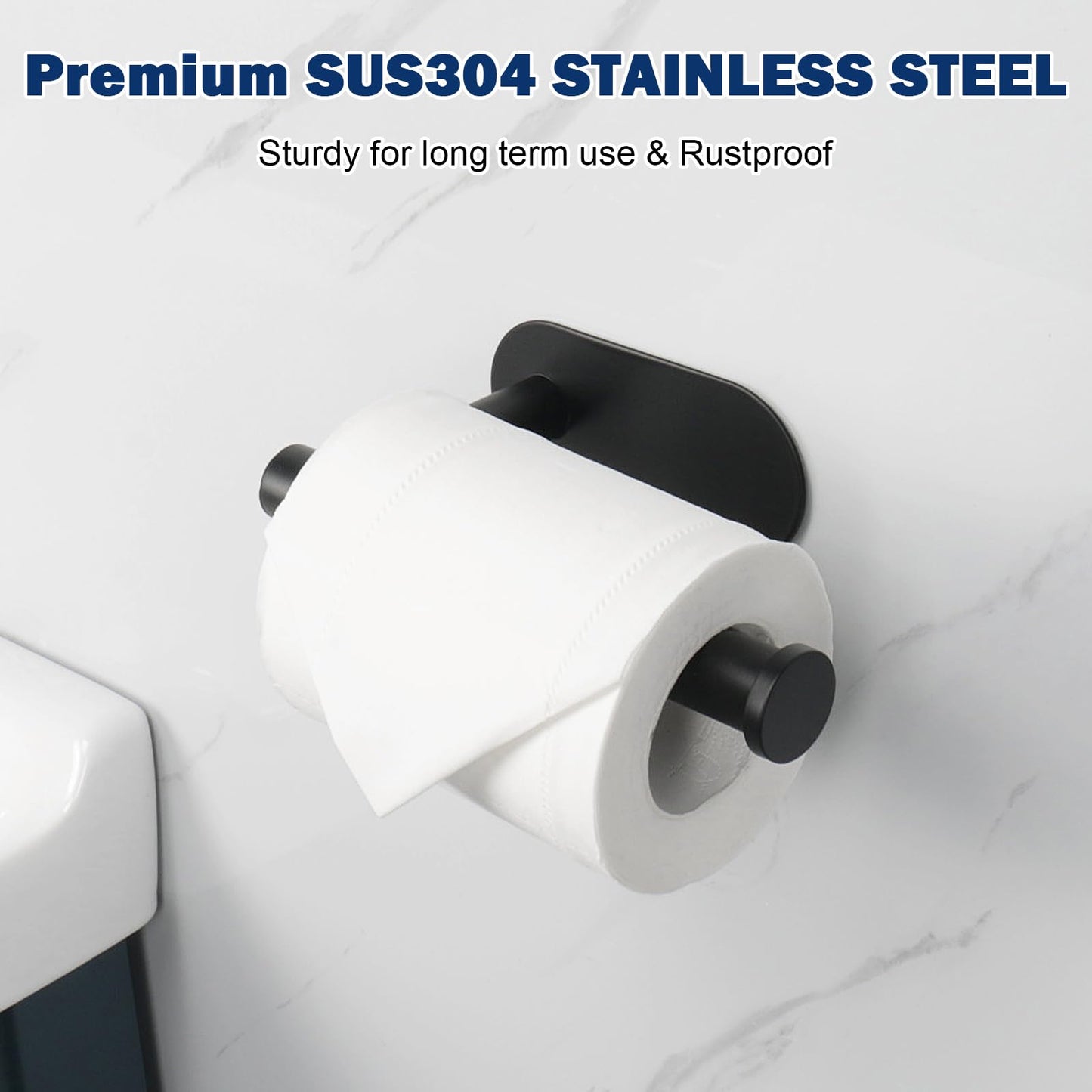 NearMoon Toilet Paper Holder Self Adhesive, Premium Thicken SUS304 Stainless Steel Rustproof Adhesive Toilet Roll Holder no Drilling for Bathroom, Kitchen, Washroom (1 Pack, Brushed Gold)