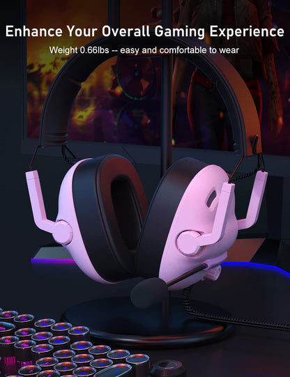 SENZER SG500 Surround Sound Pro Gaming Headset with Noise Cancelling Microphone - Soft Memory Foam Padding - Portable Foldable Headphones for PC, PS4, PS5, Xbox One, Switch - Black
