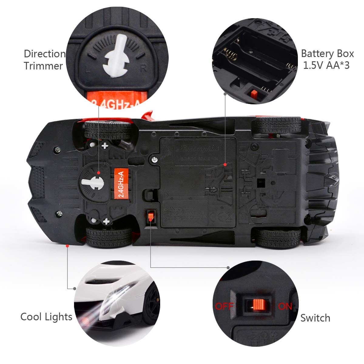Remote Control RC CAR Racing Cars Compatible with Lamborghini Veneno Officially Licensed 1:24 Toy RC Cars Model Vehicle for Boys 6,7,8 Years Old,red