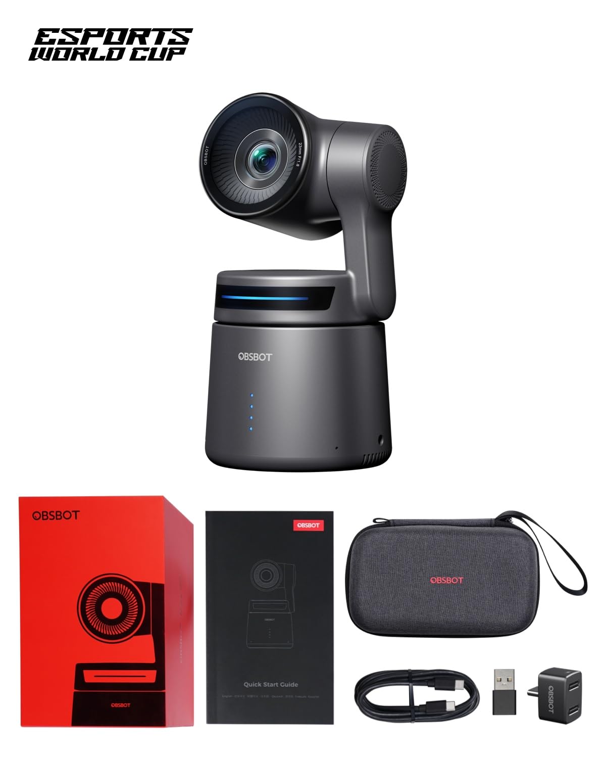 OBSBOT Tail Air NDI Streaming Camera 4K, AI Tracking PTZ Camera with Intelligent APP, Gesture Control, HDMI/USB-C/Wireless Webcam, Video Camera Live Stream for YouTube, Church, Worship, Creator, etc.