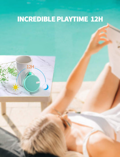 INSMY C12 IPX7 Waterproof Shower Bluetooth Speaker, Portable Small Speaker, Speakers Bluetooth Wireless Loud Clear Sound Support TF Card Suction Cup for Kayak Canoe Beach Gift (Black)