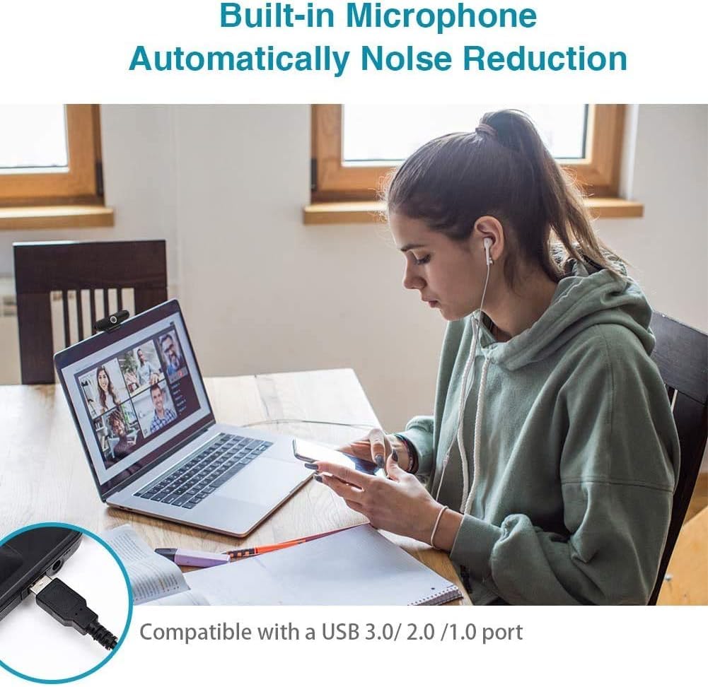 Webcam HD 1080p ,Live Streaming HD Camera with Stereo Microphone, PC Desktop or Laptop USB Webcam with 110 Degree View Angle, for Switch 2,Video Calling, Recording, Conferencing, Streaming, Gaming
