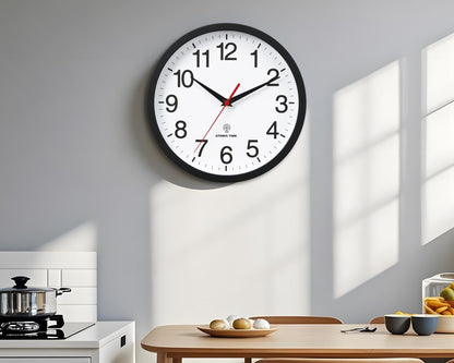 Rohioue Wall Clock Modern 8 Inch Battery Operated Silent Non Ticking Small Analog Clock for Living Room Office Home Bedroom Kitchen Bathroom(Black)