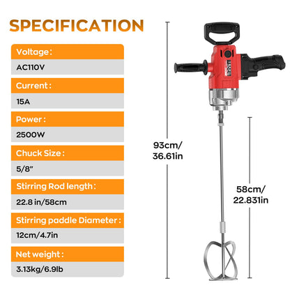 IMAYCC Handheld Cement Mixer, Portable Concrete Mixer,110V 6 Speed Mixing Drill, 2100W Drill Mixer for mud,Motar,Paint, Grout, Plaster,Thinset etc.