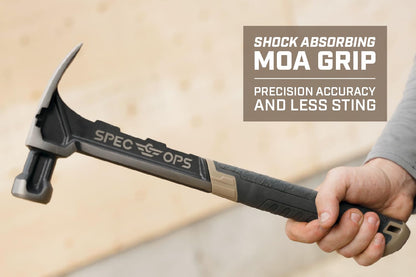 Spec Ops Tools Framing Hammer for Carpentry & Demolition, Magnetic Nail Holder, Rip Claw, Milled Face 22 Oz