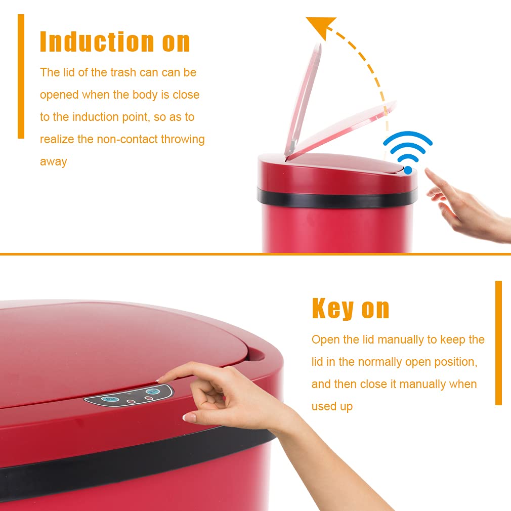 BestOffice | 13 Gallon Trash Can with Lid | Automatic Touchless Garbage Can | Odor Control | Modern Oval Design | Easy to Clean | Stainless Steel | Fits Any Kitchen, Bathroom, Office or Home