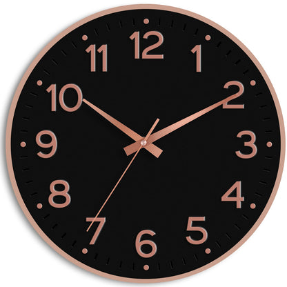 Roymnie Wall Clock Green, Silent Wall Clocks Battery Operated 8 Inch-Modern Non Ticking Analog Clock Decorative for Kitchen Office Bathroom Bedroom(Gold)
