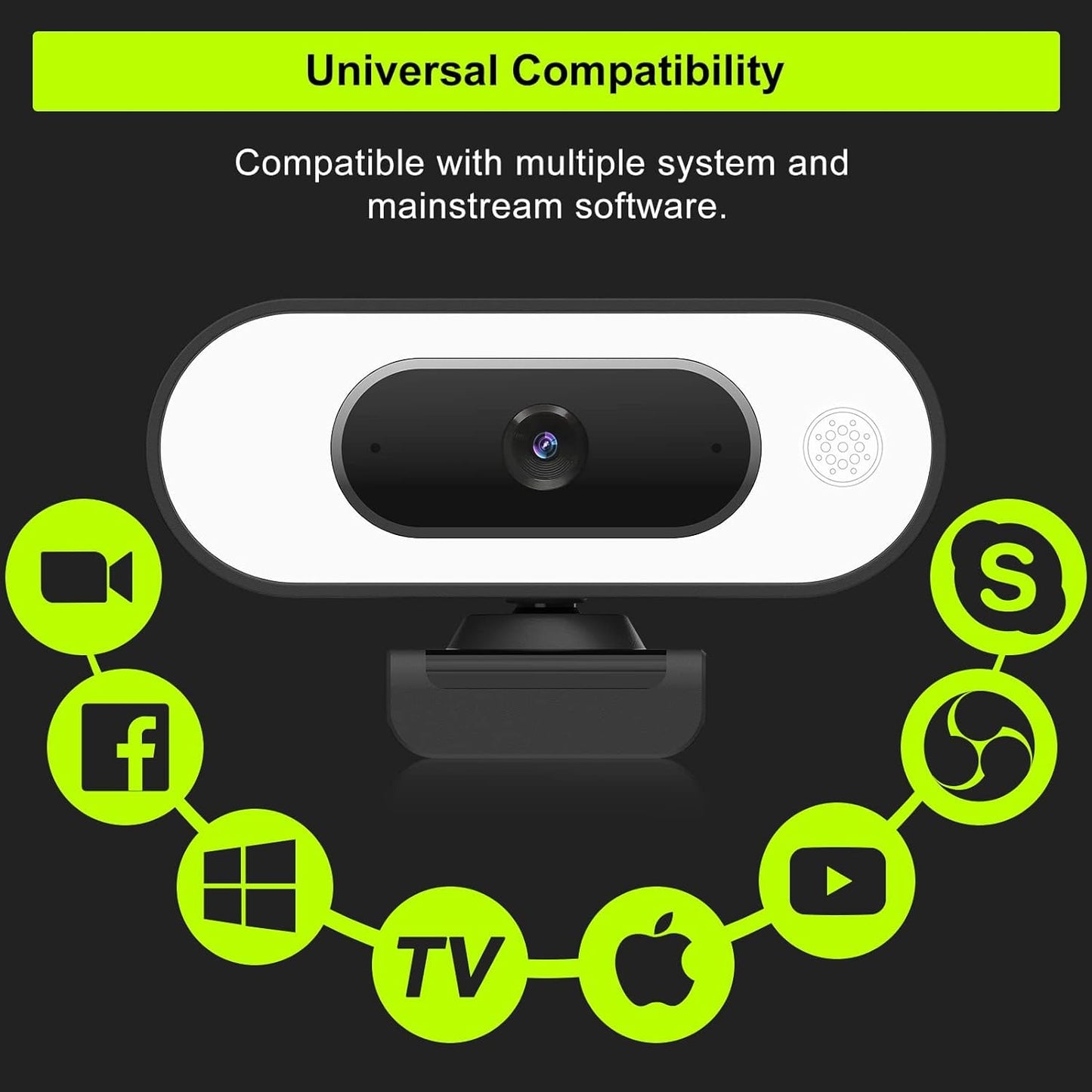 ToLuLu Streaming Webcam 2K 50FPS Web Cam, LED RGB Webcam with Microphone and Light, Autofocus Computer Camera with Cover and Tripod, Plug-Play USB Web cam for PC Desktop/MacBook Gaming Video Calling