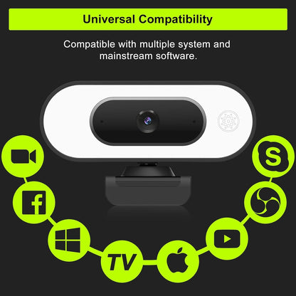 ToLuLu Streaming Webcam 2K 50FPS Web Cam, LED RGB Webcam with Microphone and Light, Autofocus Computer Camera with Cover and Tripod, Plug-Play USB Web cam for PC Desktop/MacBook Gaming Video Calling