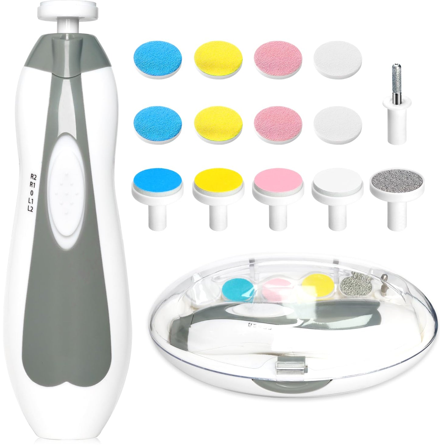 Electric Nail File Drill for Baby No Sharp Claws Hurt, 6 in 1 Safety Cutter Trimmer Clipper for Toes and Fingers (Blue)