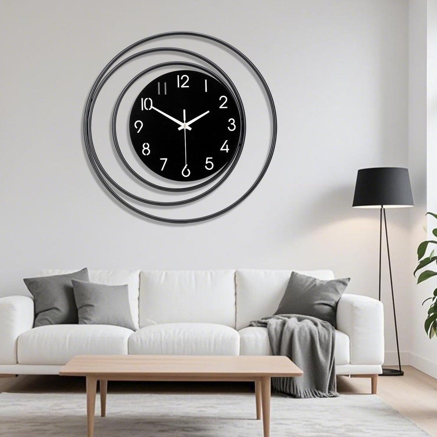 Dankeit Decorative Wall Clock,Silent Non-Ticking Quality Quartz Movement Battery Operated,Large Wall Clocks for Living Room Kitchen Home Bathroom Bedroom Wall Decor,16x16inch,White