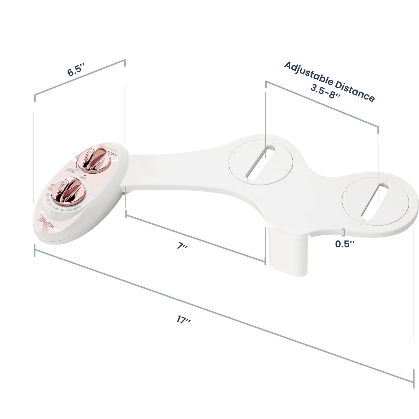 LUXE Bidet NEO 120 - Single Nozzle, Self-Cleaning, Non-Electric Bidet Attachment for Toilet Seat, Adjustable Water Pressure, Rear Wash (White)