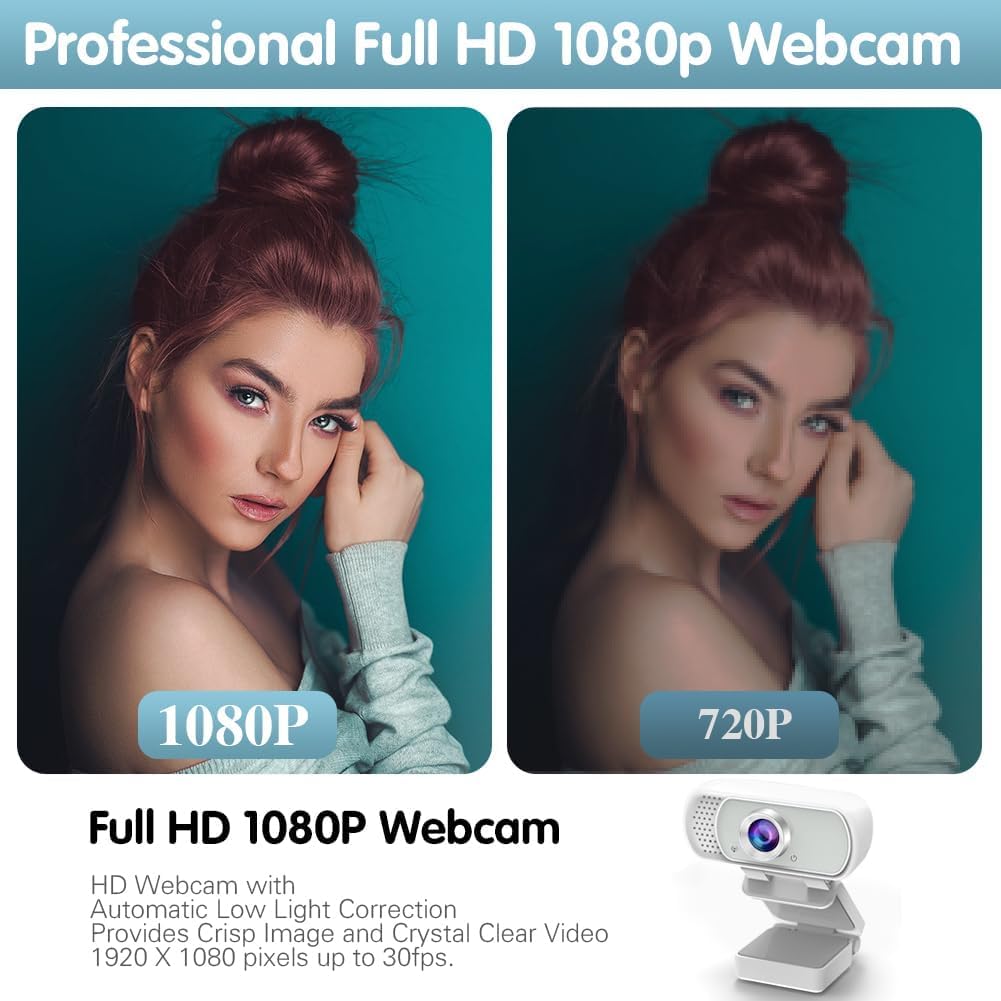 Webcam HD 1080p ,Live Streaming HD Camera with Stereo Microphone, PC Desktop or Laptop USB Webcam with 110 Degree View Angle, for Switch 2,Video Calling, Recording, Conferencing, Streaming, Gaming