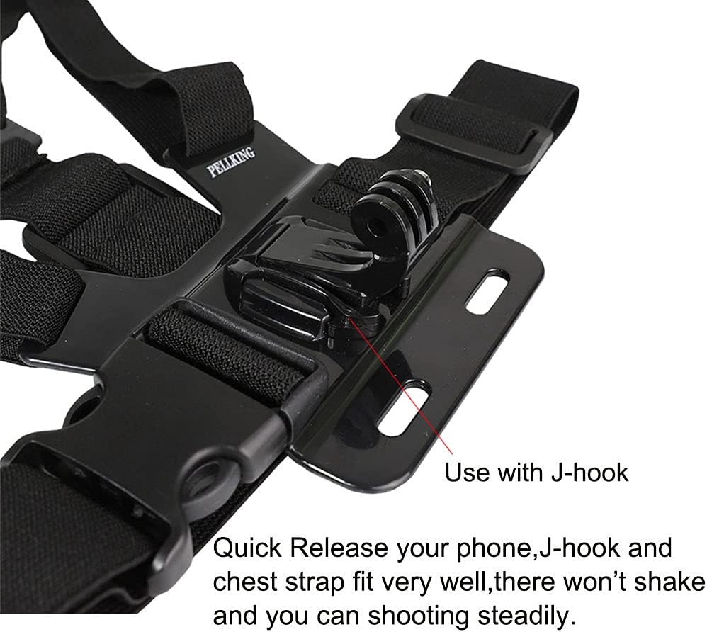 PellKing Mobile Phone Chest Mount Harness Strap Holder Cell Phone Clip Action Camera POV for Samsung iPhone Plus etc