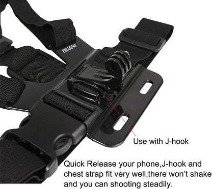 PellKing Mobile Phone Chest Mount Harness Strap Holder Cell Phone Clip Action Camera POV for Samsung iPhone Plus etc