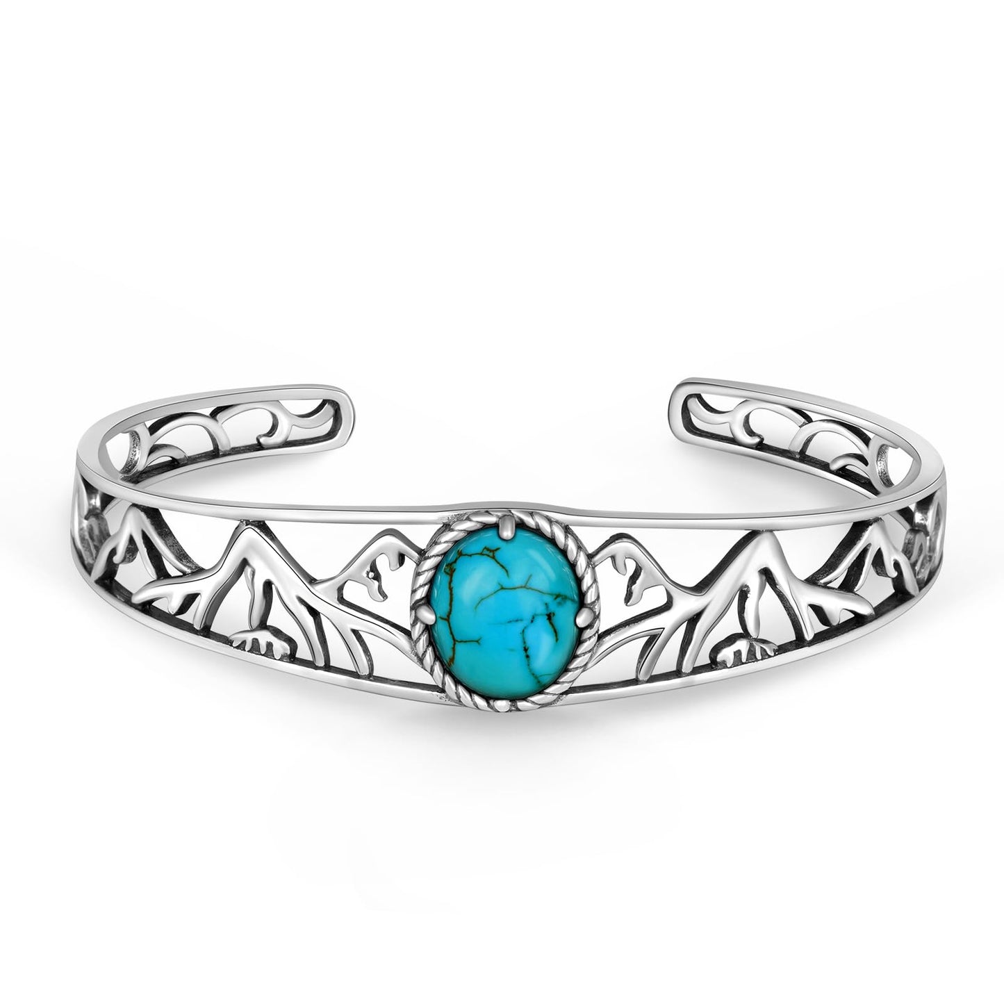 Genuine Turquoise Bracelet for Women 925 Sterling Silver Real Turquoise Cuff Bracelet Vintage Western Jewelry for Women