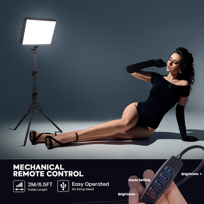2-Pack LED Video Light Kit, NiceVeedi Studio Light, 2800-6500K Dimmable Photography Lighting Kit with Tripod Stand&Phone Holder, 73" Stream Light for Video Recording, Game Streaming, YouTube