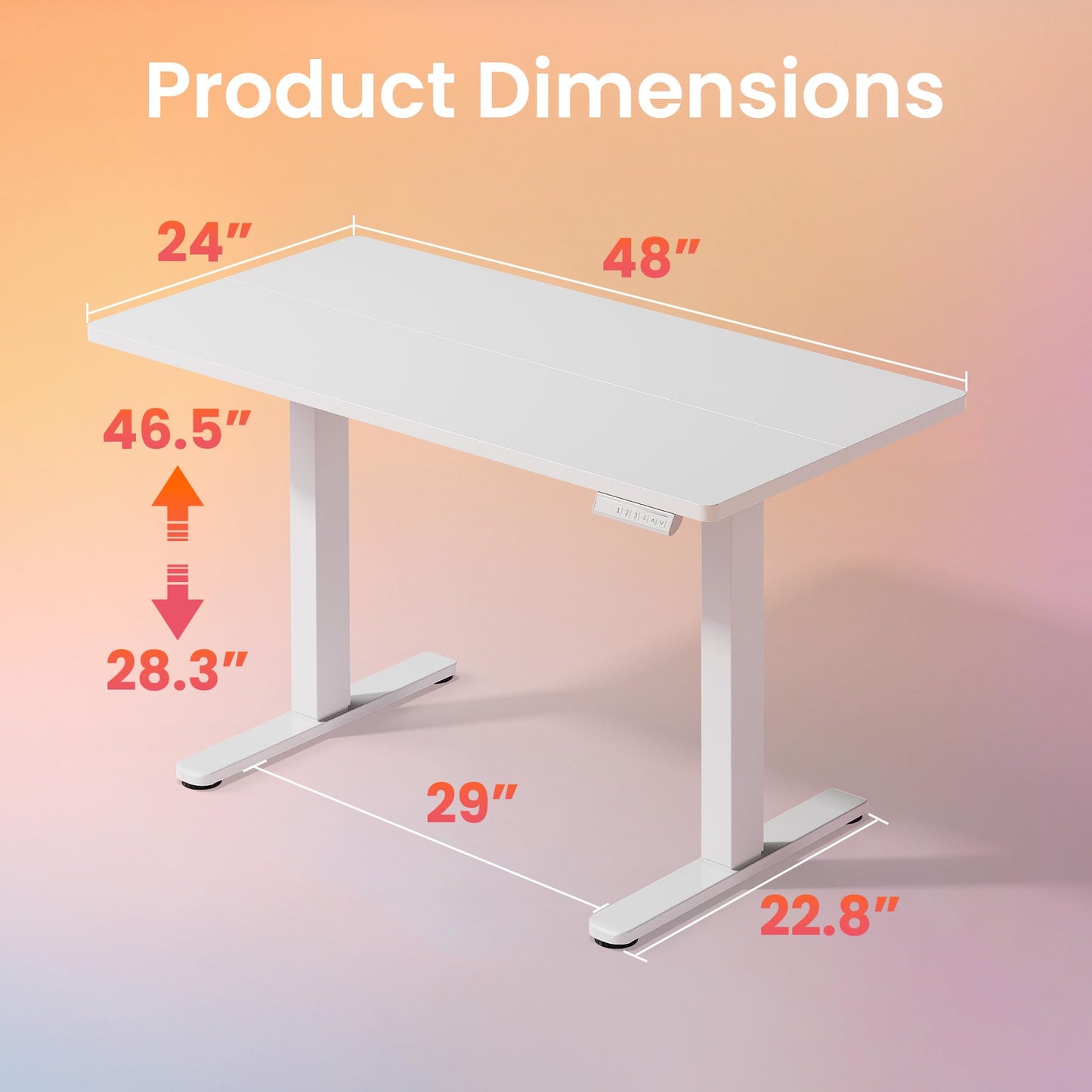 HUANUO 32" Small Electric Standing Desk Adjustable Height, 4 Memory Height Settings, Sit Stand Up Desk for Home Office & Computer Workstation, LightWalnut