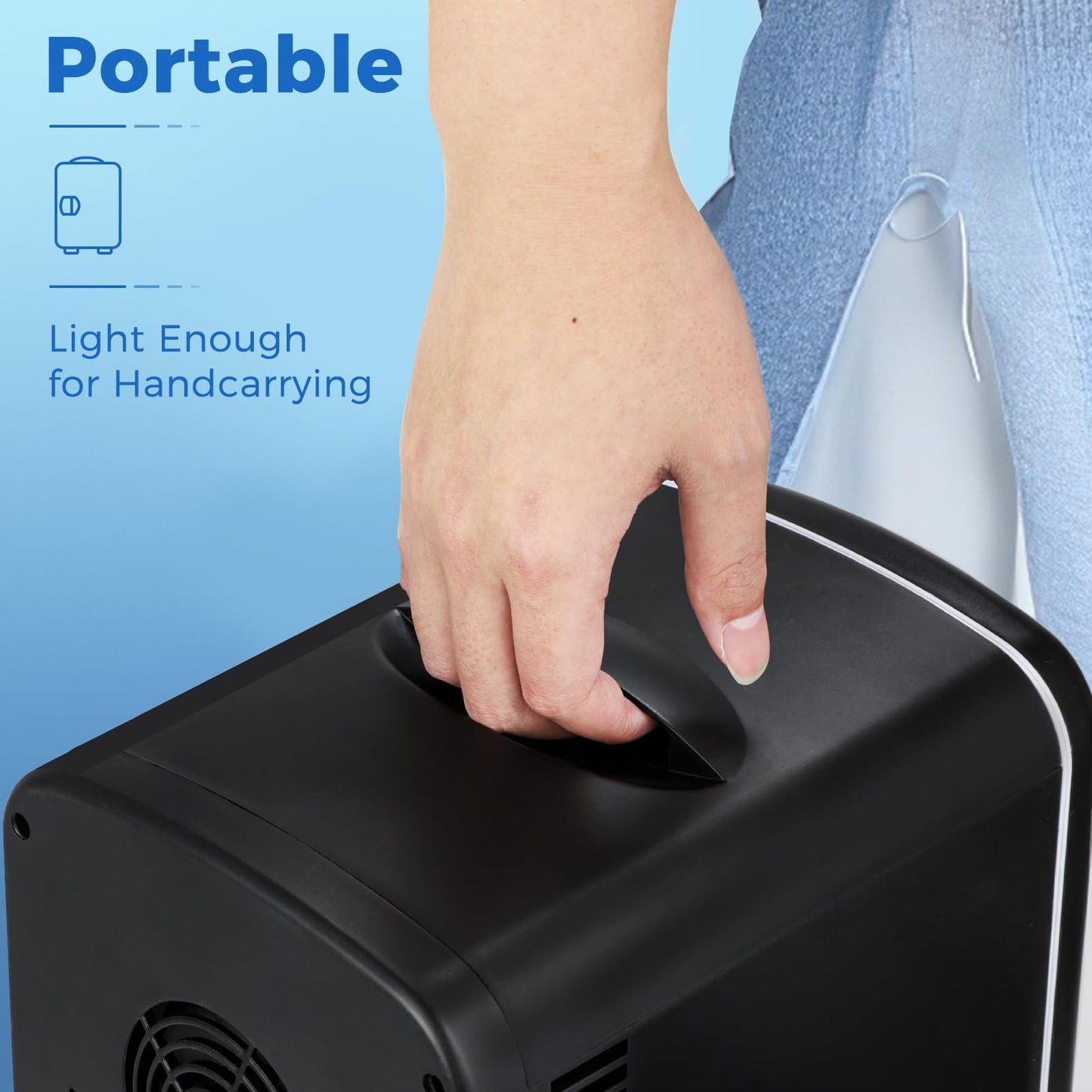 Antarctic Star Compact Refrigerator, Portable Mini Fridge, Skin Care 4L Capacity/6 Cans, for Bedroom, Car, Office & Dorm, Small Cooler for Cosmetics, Beverage and Food, Black