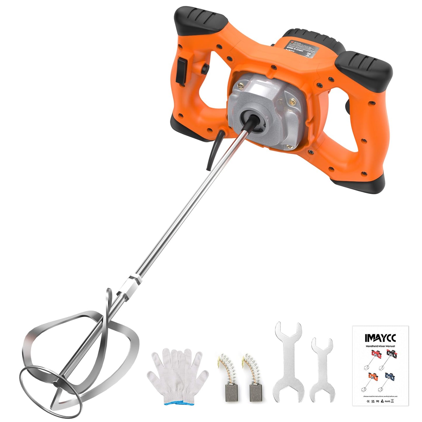 IMAYCC Handheld Cement Mixer, Portable Concrete Mixer,110V 6 Speed Mixing Drill, 2100W Drill Mixer for mud,Motar,Paint, Grout, Plaster,Thinset etc.