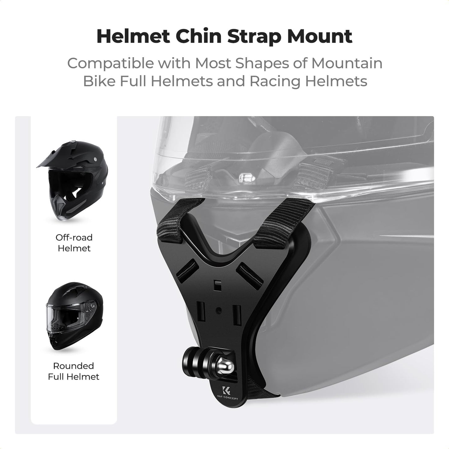 K&F CONCEPT Action Camera Motorcycle Dirt Bike Helmet Chin Strap Mount | Helmet Holder Mounting Attachment Compatible With GoPro Hero 13/12/11/10/9/8/DJI Osmo Action 5Pro/6/4/3/Insta360 X5/X4, TW05