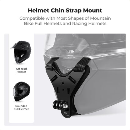 K&F CONCEPT Action Camera Motorcycle Dirt Bike Helmet Chin Strap Mount | Helmet Holder Mounting Attachment Compatible With GoPro Hero 13/12/11/10/9/8/DJI Osmo Action 5Pro/6/4/3/Insta360 X5/X4, TW05
