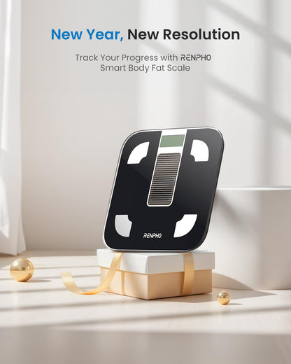 RENPHO Smart Scale for Body Weight, Tempered Glass Bathroom Digital Scale with BMI, Body Fat, Bluetooth Fitness Equipment Sync with Apps Accurate for Weight Loss, Home Use, 400 lbs – Elis 1