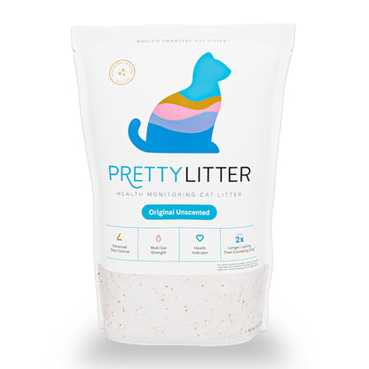 PrettyLitter Health Monitoring Cat Litter (Unscented, Non Clumping) | Lightweight & Low Tracking, Color Changing Silica Gel Crystals, Advanced Odor Control — 6 Lbs, Pack of 2 (Up to 2 Month Supply)
