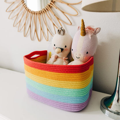 Light Honey Cotton Rope Baskets for Shelves, Set of 3 - 15"×10"×9½" - Woven Storage Baskets for Organizing - Closet, Nursery, Bedroom, Playroom - Toys, Books, Towels, Clothes