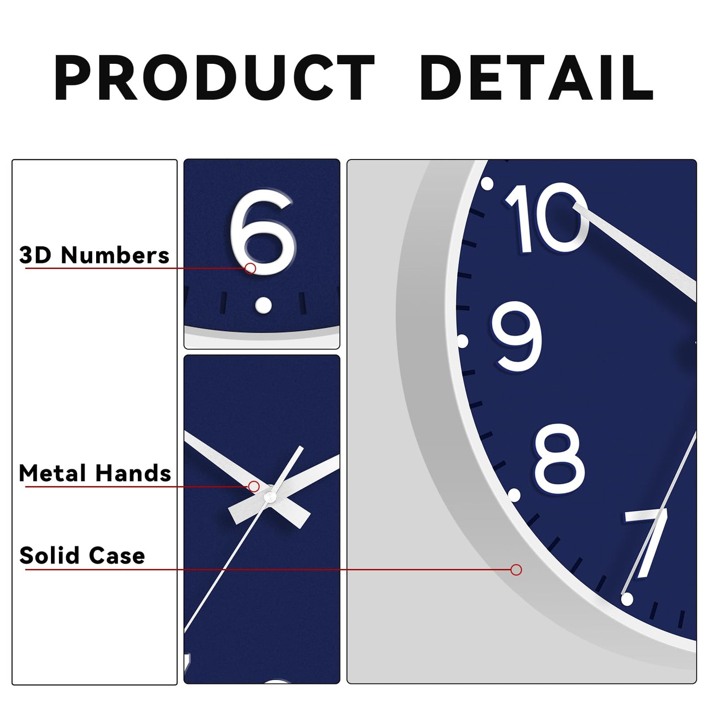 Roymnie Wall Clock Green, Silent Wall Clocks Battery Operated 8 Inch-Modern Non Ticking Analog Clock Decorative for Kitchen Office Bathroom Bedroom(Gold)