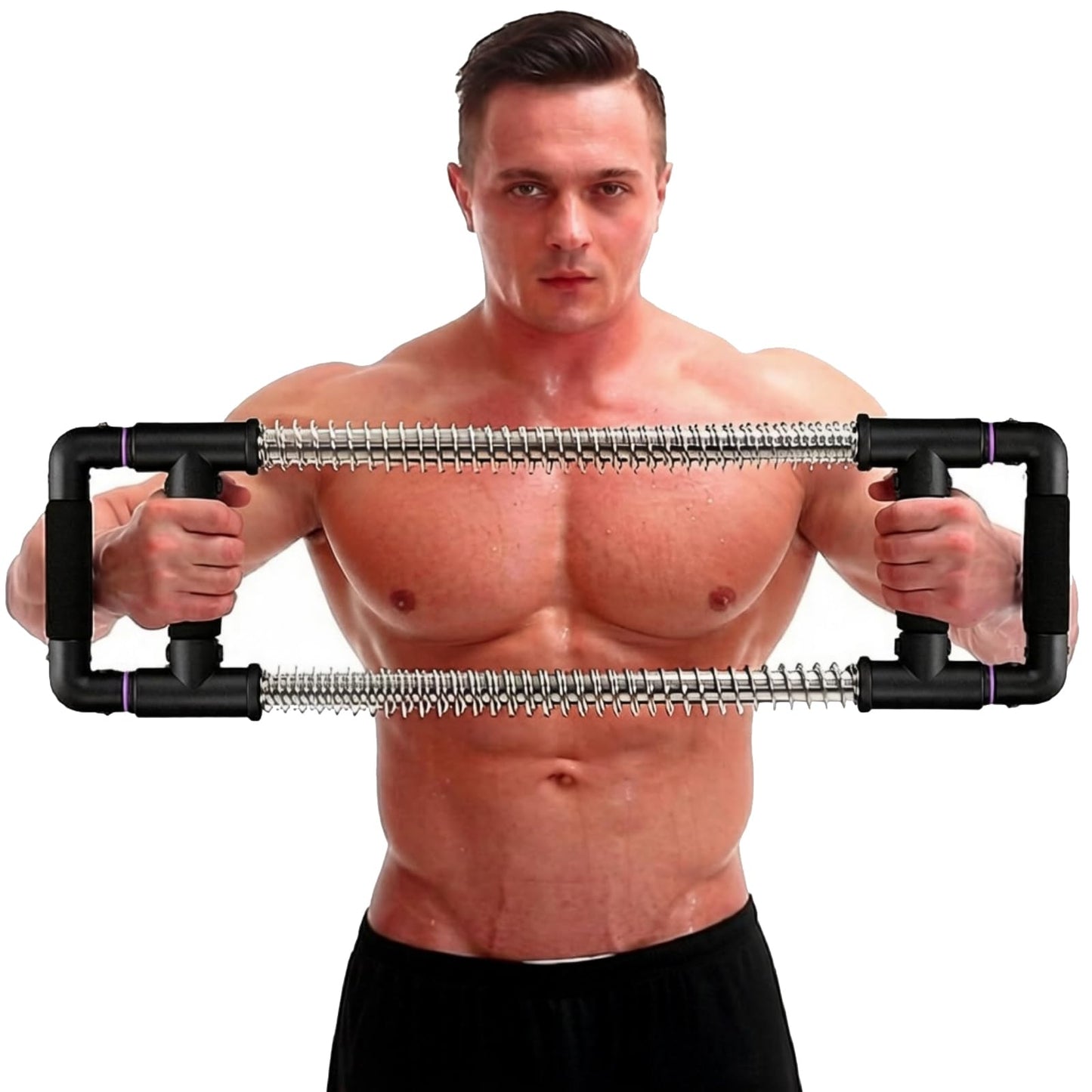 GoFitness Push Down Bar, Chest Exerciser at Home Workout Equipment | Upper Body Strength Trainer for Chest, Arm, Shoulder, Back and Abs, Home Fitness Equipment