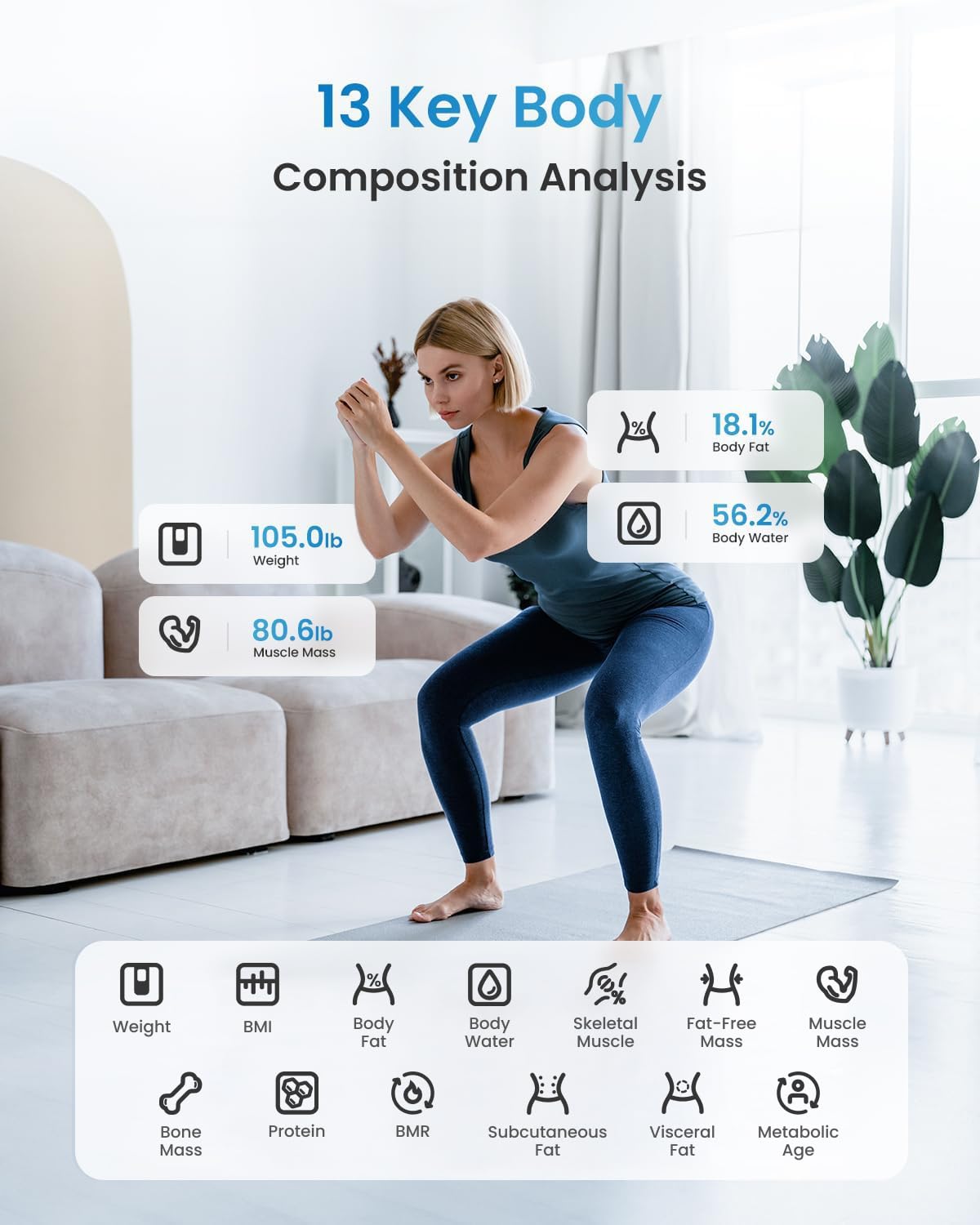 RENPHO Smart Scale for Body Weight, Tempered Glass Bathroom Digital Scale with BMI, Body Fat, Bluetooth Fitness Equipment Sync with Apps Accurate for Weight Loss, Home Use, 400 lbs – Elis 1