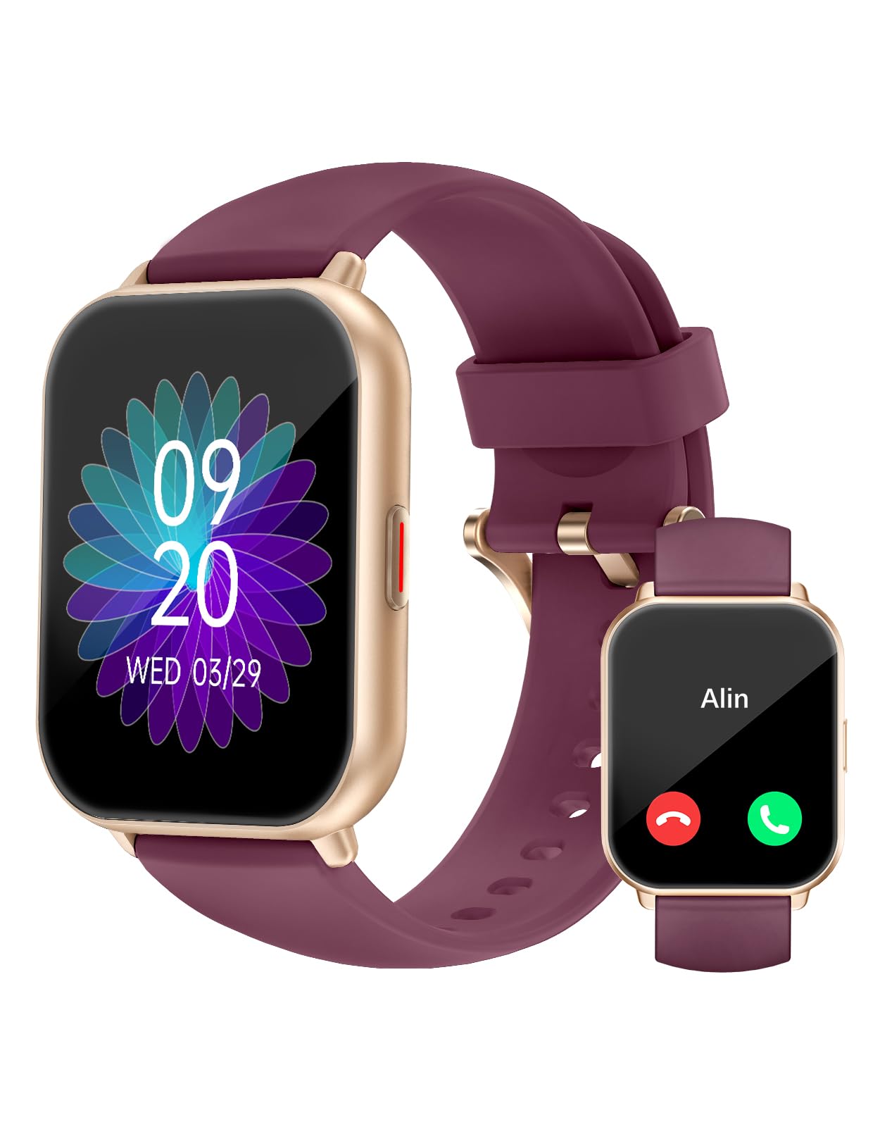 RUIMEN Smart Watches for Women Men (Answer/Make Calls, 2 Bands Included), 1.8" Smartwatch for iOS/Android Phones, Fitness Tracker Heart Rate/Sleep Monitor Digital Watch Waterproof Milky White
