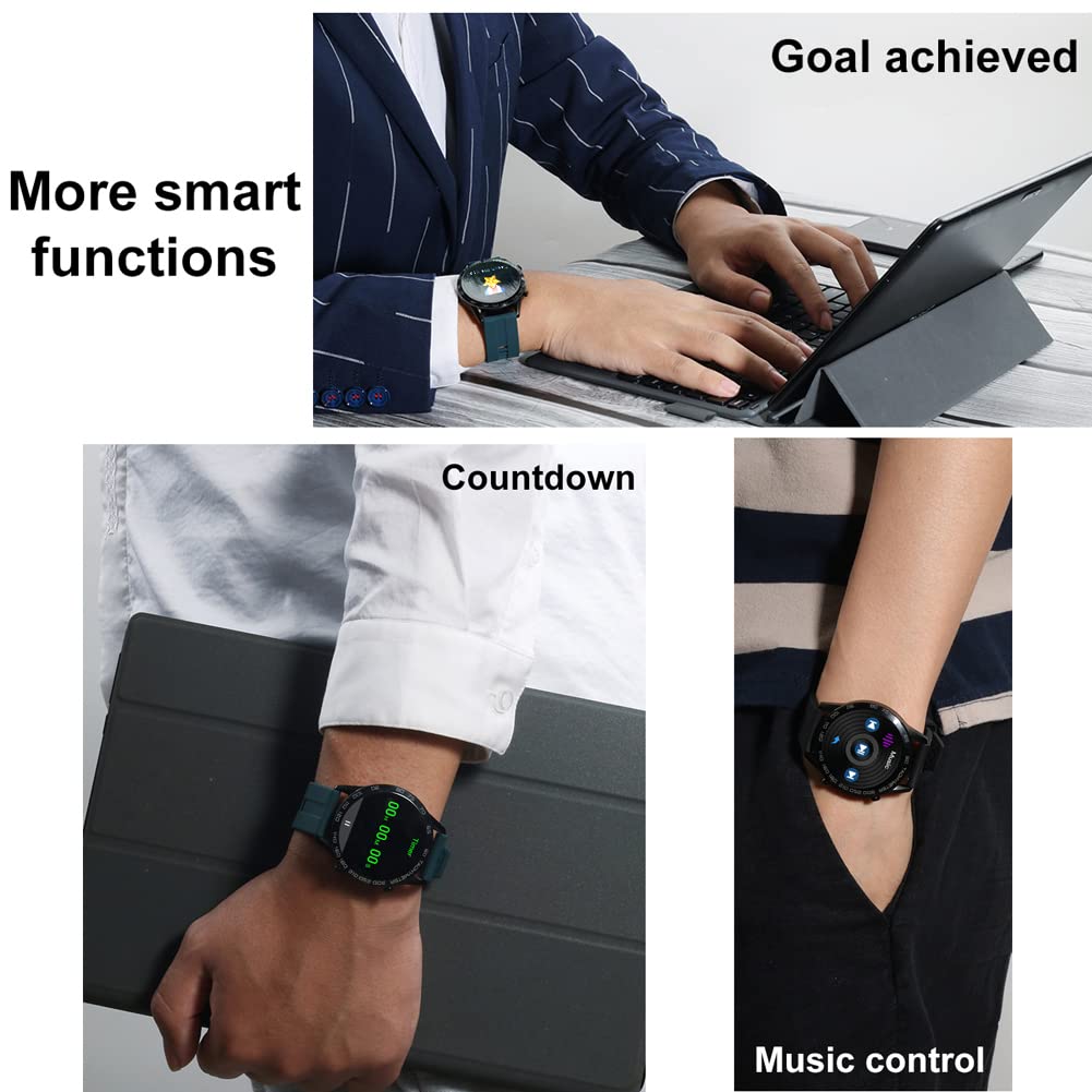 Men Smart Watch for Android iOS, Bluetooth Calls Voice Chat with Heart Rate/Sleep Monitor Fitness Tracker, 1.3" Full Touch Screen IP67 Waterproof Stainless Steel Activity Tracker for Men