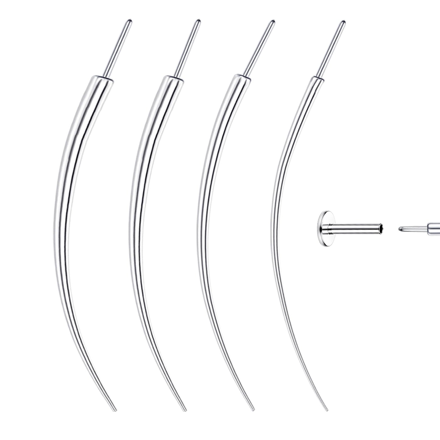 GEMQUEEN Piercing Taper Ball Grabber Tool for Changing Jewelry - 14G 16G 18G 20G Stainless Steel Flat Back Earrings Applicator Tool Threadless Insertion Pin Thread Body Piercing Kit for Ear Nose Lip