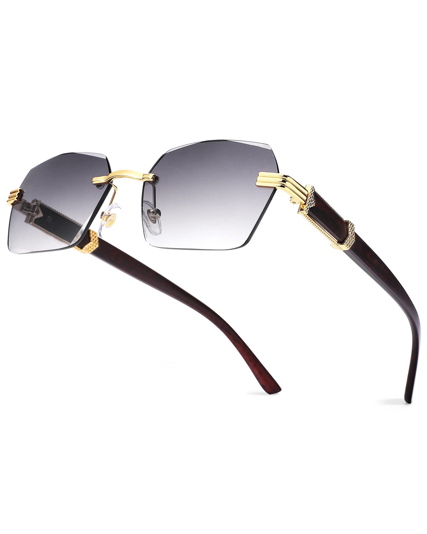 Pro Acme Rimless Rectangle Sunglasses for Men Women Hexagon Shade Eyewear Frameless y2k Glasses