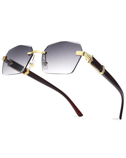 Pro Acme Rimless Rectangle Sunglasses for Men Women Hexagon Shade Eyewear Frameless y2k Glasses