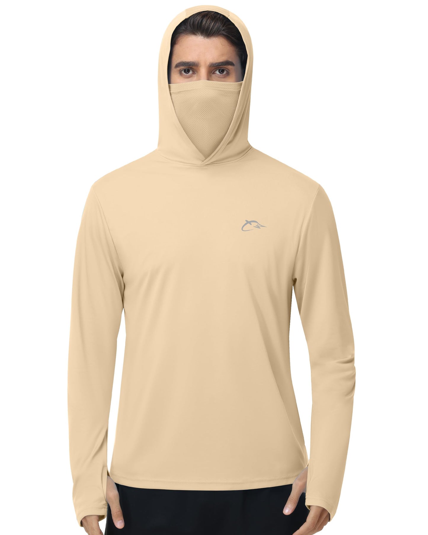 FISHEAL Men's Performance Fishing Hoodie Shirt - UPF 50+ UV Sun Protection Long Sleeve Shirts with Mesh Face Mask