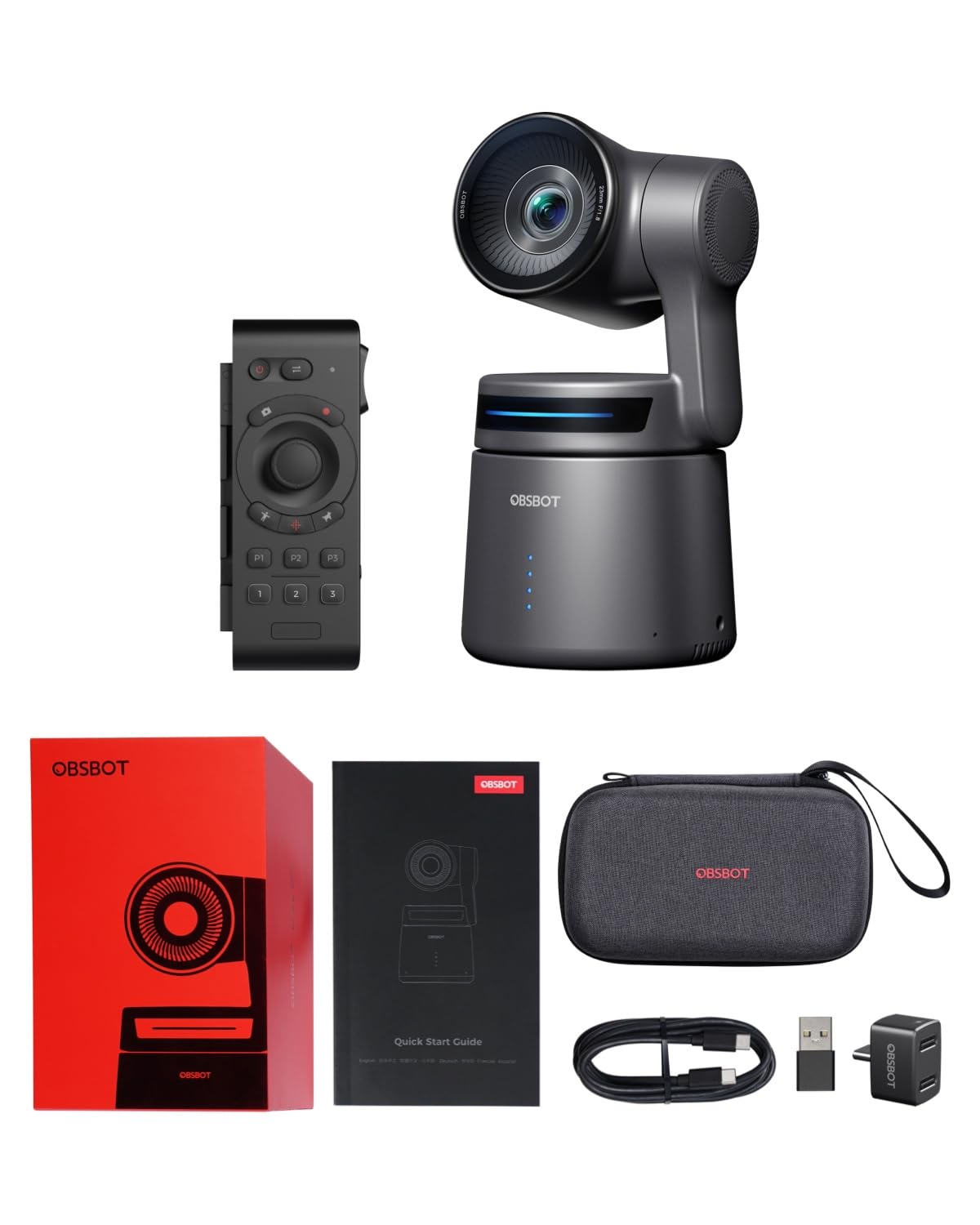 OBSBOT Tail Air NDI Streaming Camera 4K, AI Tracking PTZ Camera with Intelligent APP, Gesture Control, HDMI/USB-C/Wireless Webcam, Video Camera Live Stream for YouTube, Church, Worship, Creator, etc.