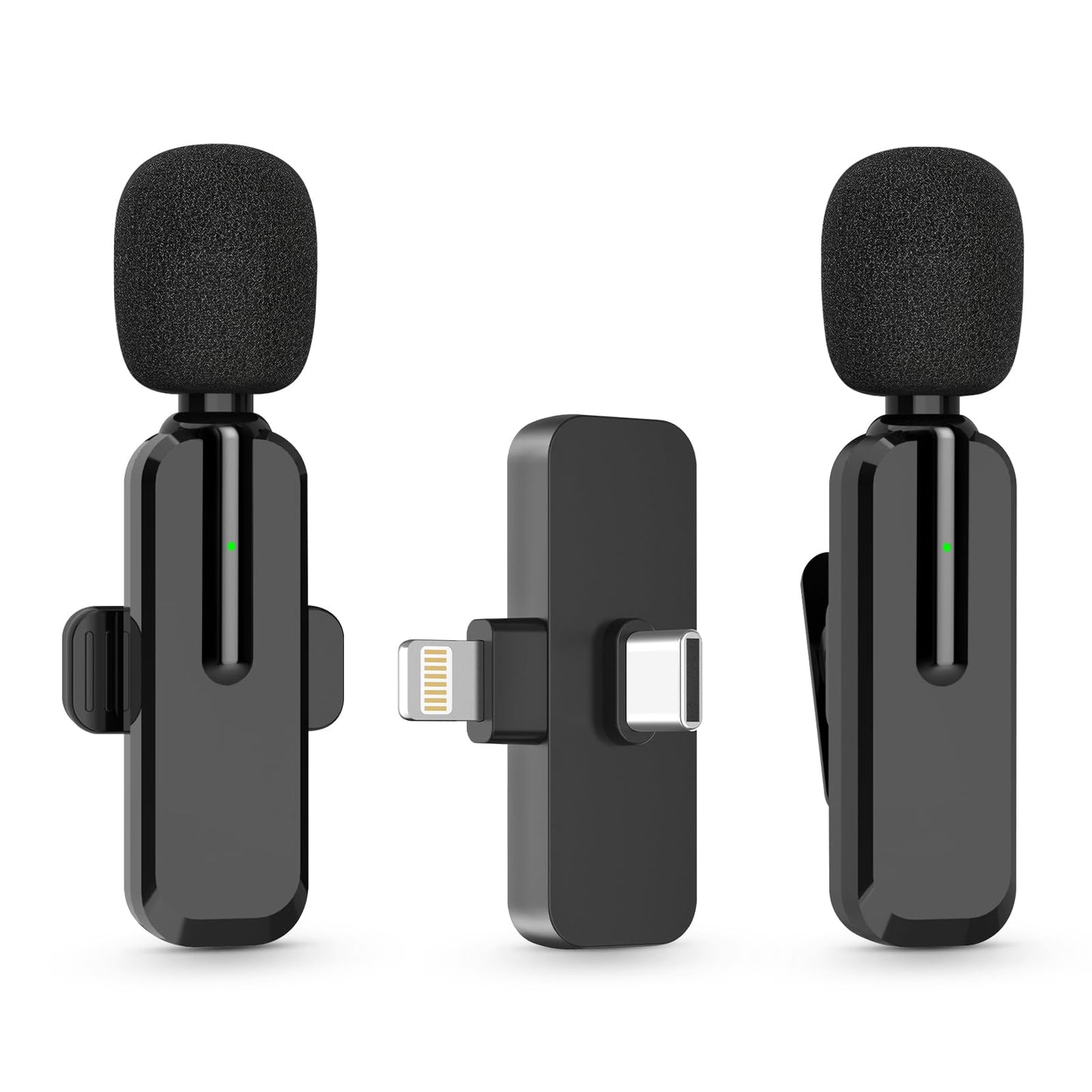 MAYBESTA Wireless Mini Microphone for iPhone, Android Phone - 2 Pack Lavalier Lapel Mic for Audio Video Recording - Clip on Content Creator Microphones for YouTube Tiktok Podcast Vlogging