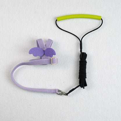 Pet Parrot Bird Harness Leash Adjustable Bird Flying Harness Traction Rope with Cute Wing for Parrots Pigeons Budgerigar Lovebird Cockatiel Mynah Outdoor Training Toy (S, Blue)