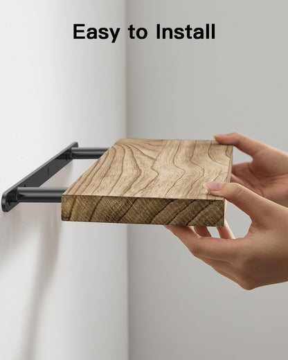 AMADA HOMEFURNISHING Floating Shelves, Paulownia Wood Wall Shelves for Bathroom/Living Room/Bedroom/Kitchen/Home Office, Natural Wood Floating Shelf for Home Storage & Organization, Set of 4, AMFS40BN