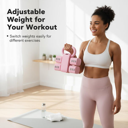 Adjustable Dumbbell Set of 2, 4 in 1 Free Weights for Women with Fast Adjustment, Home Gym & Outdoor Exercise Training, Includes 2.2lb 3.3lb 4.4lb 5.5lb Hand Weights, Compatible with Kettlebells