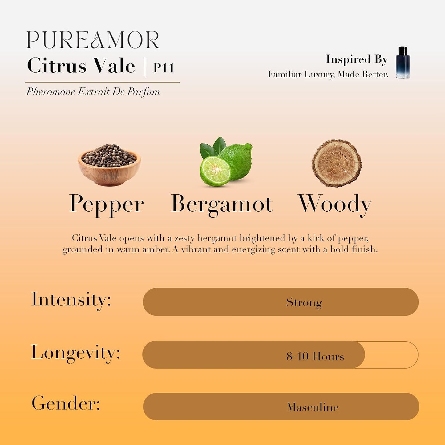 Pheromone Perfume for Women, Amber Noir Extrait de Parfum - Long Lasting Vanilla Amber Scent, 30% High Concentration, Full Size Fragrance Spray, 1.0 oz / 30 ml