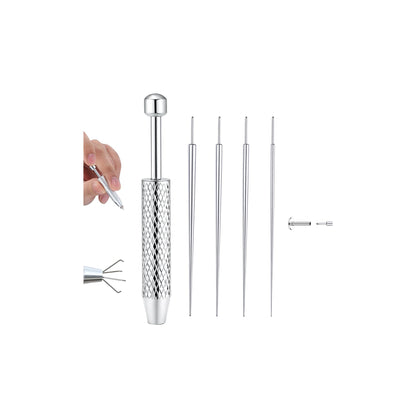 GEMQUEEN Piercing Taper Ball Grabber Tool for Changing Jewelry - 14G 16G 18G 20G Stainless Steel Flat Back Earrings Applicator Tool Threadless Insertion Pin Thread Body Piercing Kit for Ear Nose Lip