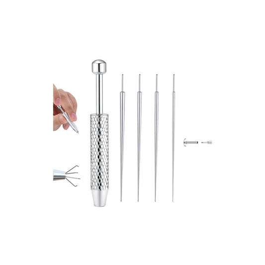 GEMQUEEN Piercing Taper Ball Grabber Tool for Changing Jewelry - 14G 16G 18G 20G Stainless Steel Flat Back Earrings Applicator Tool Threadless Insertion Pin Thread Body Piercing Kit for Ear Nose Lip