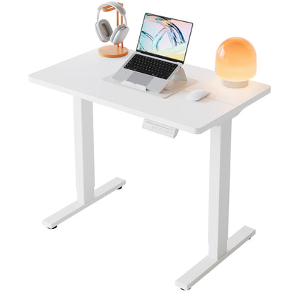 HUANUO 32" Small Electric Standing Desk Adjustable Height, 4 Memory Height Settings, Sit Stand Up Desk for Home Office & Computer Workstation, LightWalnut