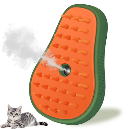 Cat Steam Brush, 3 In 1 Steamy Pet Brush, Silicone Massage Dog Hair Remover Comb, Spray Mist Grooming for Indoor Kittens (Mango Green)