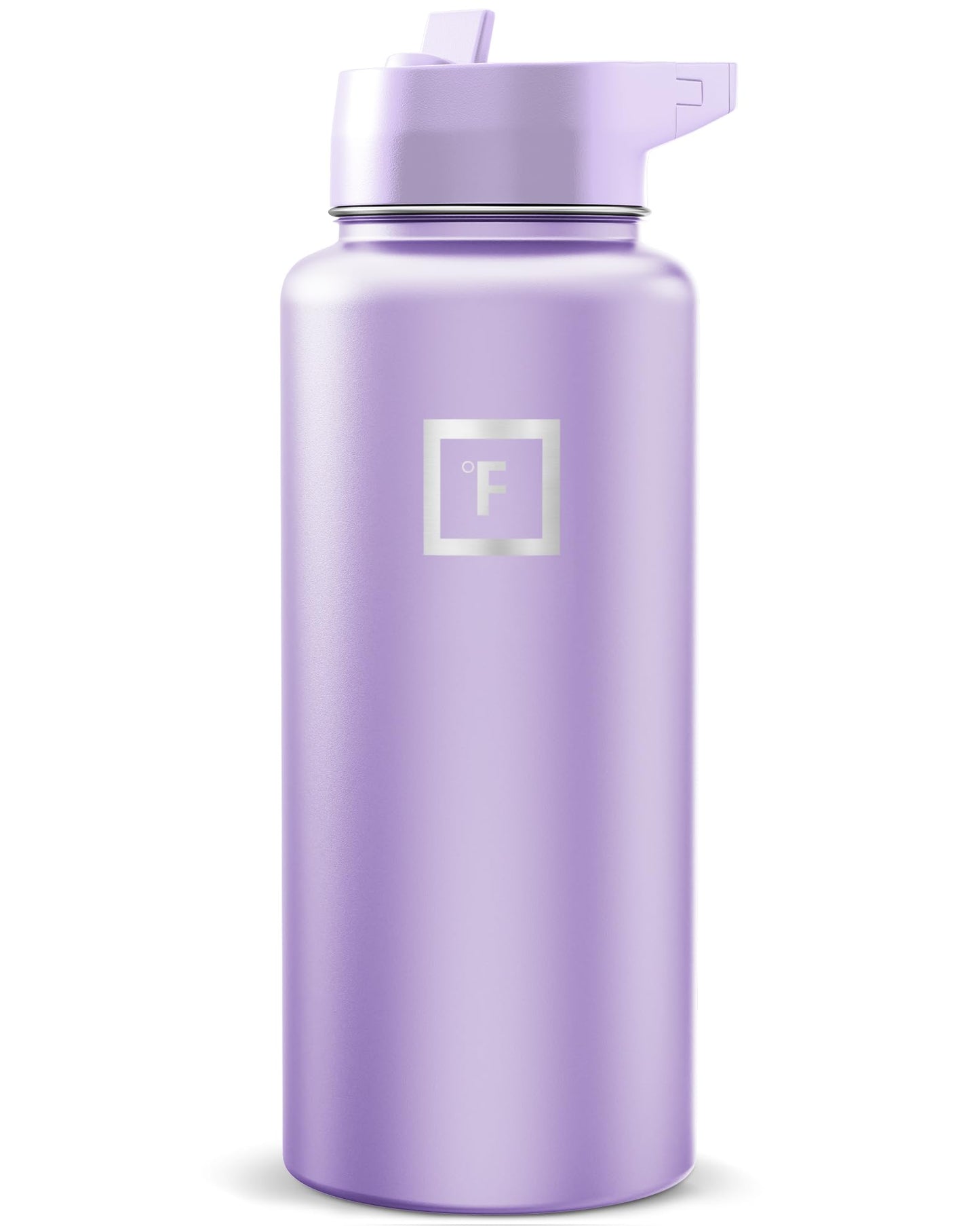 IRON °FLASK Camping & Hiking Hydration Flask with Straw, Wide Mouth Insulated Stainless Steel Sports Water Bottle - Midnight Black 24 oz - Straw (1 Lid)